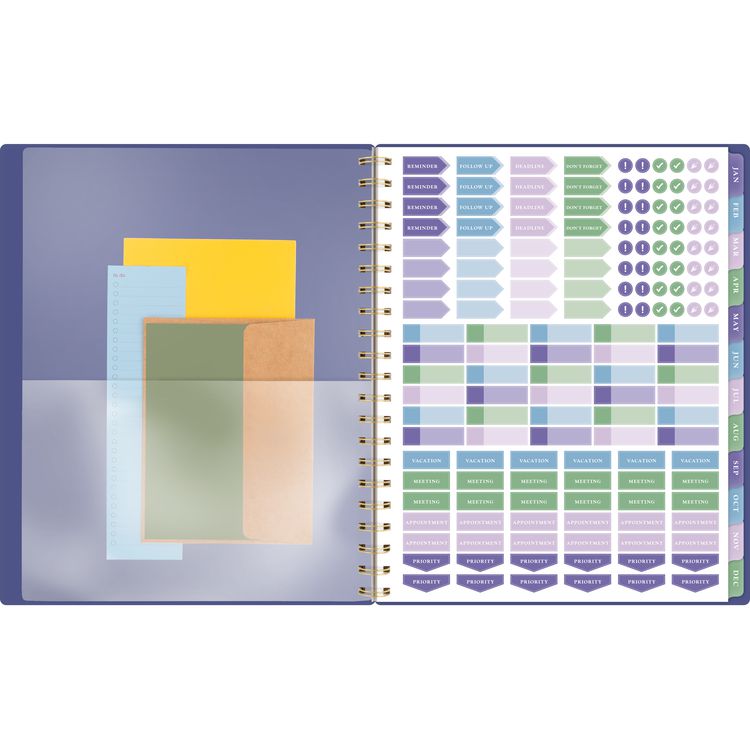 Badge Geo Weekly/Monthly Planner, 11 x 9.25, Purple/Gold Cover, 13-Month (Jan to Jan): 2025 to 2026