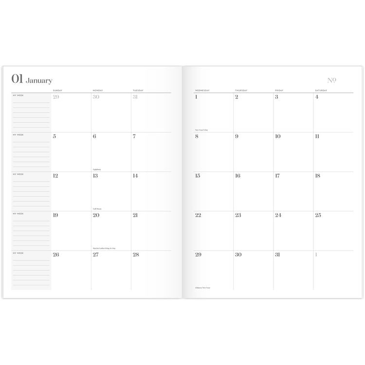 Workstyle Monthly Stitched Planner, Geometric Artwork, 11 x 8.5, Seaside Blue/Gold Cover, 12-Month (Jan to Dec): 2025