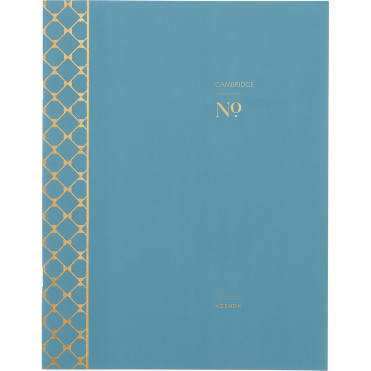 Workstyle Monthly Stitched Planner, Geometric Artwork, 11 x 8.5, Seaside Blue/Gold Cover, 12-Month (Jan to Dec): 2025