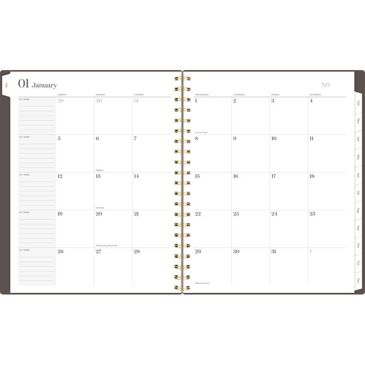Workstyle Monthly Poly Planner, Geometric Artwork, 11 x 8.5, Java Brown/Gold Cover, 12-Month (Jan to Dec): 2025