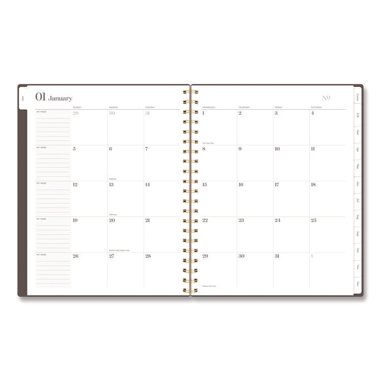 Workstyle Weekly/Monthly Planner, 11 x 9.38, Brown/Gold Cover, 12-Month (Jan to Dec): 2025