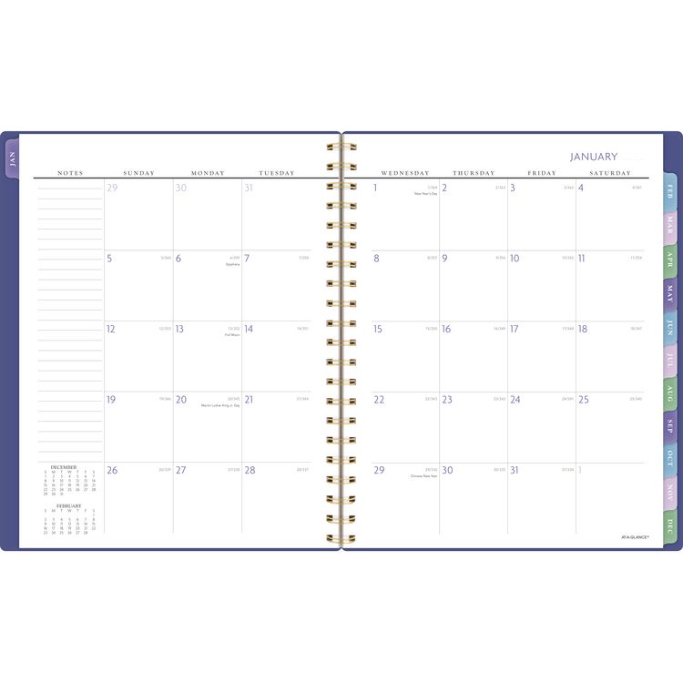 Badge Geo Weekly/Monthly Planner, 11 x 9.25, Purple/Gold Cover, 13-Month (Jan to Jan): 2025 to 2026