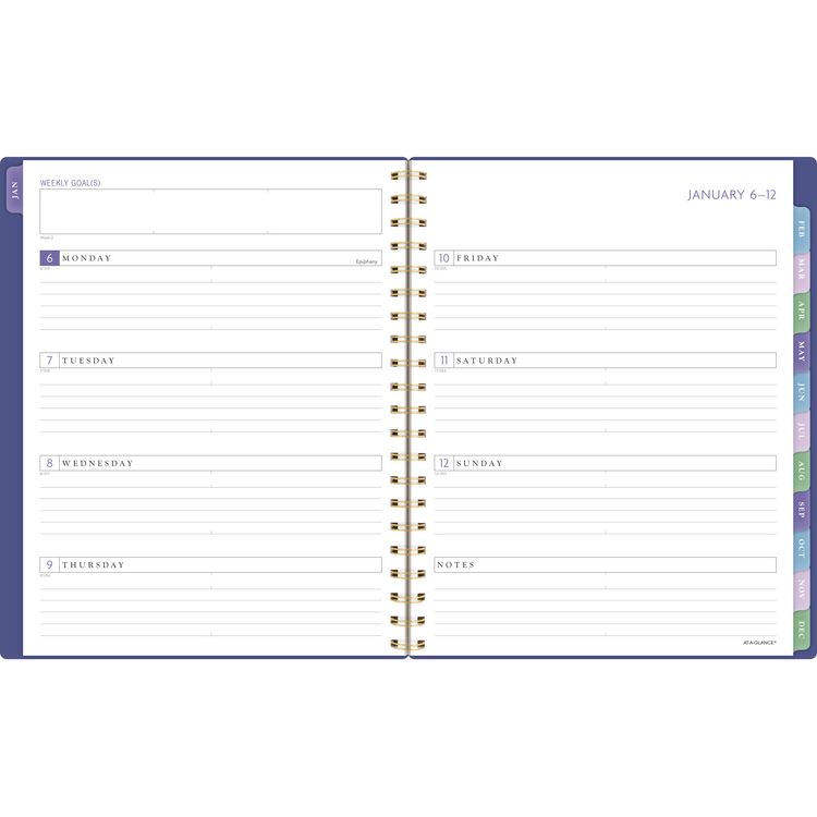 Badge Geo Weekly/Monthly Planner, 11 x 9.25, Purple/Gold Cover, 13-Month (Jan to Jan): 2025 to 2026