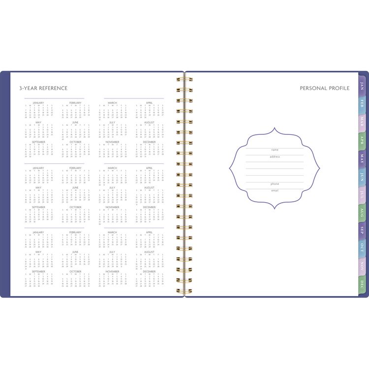 Badge Geo Weekly/Monthly Planner, 11 x 9.25, Purple/Gold Cover, 13-Month (Jan to Jan): 2025 to 2026
