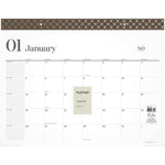 WorkStyle Monthly Desk Pad Calendar, 21.75 x 17, White Sheets, Brown/Gold Headband, Clear Corners, 12-Month (Jan-Dec): 2025