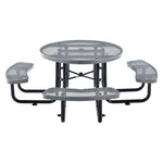 Expanded Steel Picnic Table, Round, 46" Dia x 29.5"h, Gray Top, Gray Base/Legs
