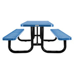 Perforated Steel Picnic Table, Rectangular, 72 x 62 x 29.5, Blue Top, Blue Base/Legs