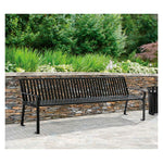 Steel Slat Benches with Back, 96" x 26" x 31", Black Seat/Back, Black Base
