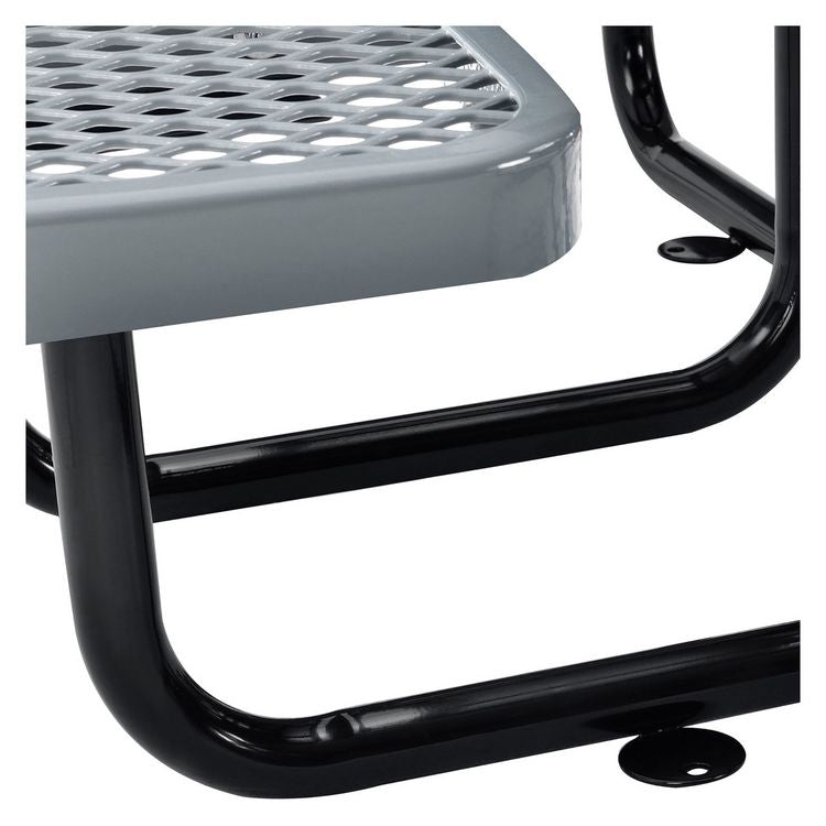 Expanded Steel Picnic Table, Round, 46" Dia x 29.5"h, Gray Top, Gray Base/Legs