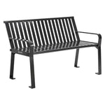 Steel Slat Benches with Back, 48" x 27" x 31", Black Seat/Back, Black Base