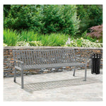 Steel Slat Benches with Back, 72" x 26" x 31", Gray Seat/Back, Gray Base