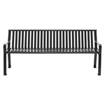 Steel Slat Benches with Back, 72" x 26" x 31", Black Seat/Back, Black Base