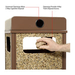 Stone Panel All Weather Trash Receptacle Urn, 24 gal, Steel, Brown