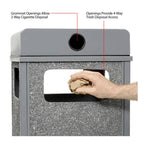 Stone Panel All Weather Trash Receptacle Urn, 24 gal, Steel, Gray