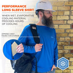 Chill-Its 6689 Cooling Long Sleeve Sun Shirt with UV Protection, Large, Blue
