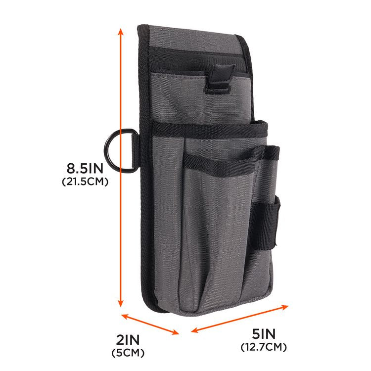 Arsenal 5569 Belt Clip Tool Pouch with Device Holster, 4 Compartments, 5 x 2 x 8.5, Polyester, Gray