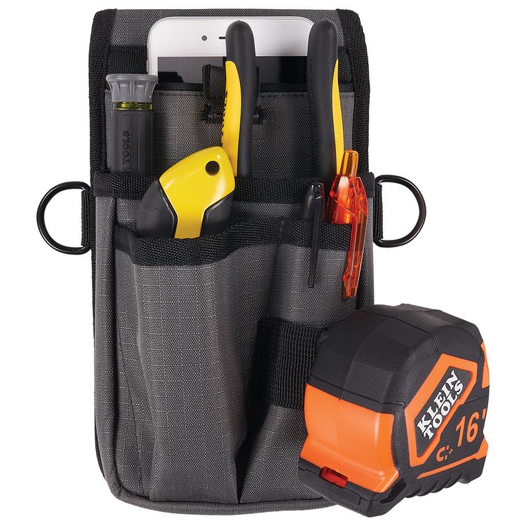 Arsenal 5569 Belt Clip Tool Pouch with Device Holster, 4 Compartments, 5 x 2 x 8.5, Polyester, Gray