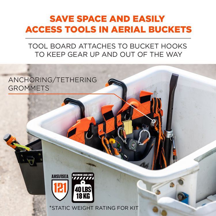Arsenal 5711 Bucket Truck Tool Board, Locking Aerial Bucket Hooks Kit, 8 Compartments, 24 x 22, Gray