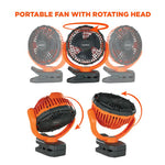 Chill-Its 6090 Rechargeable Portable Jobsite Fan, 9.5, Orange/Black