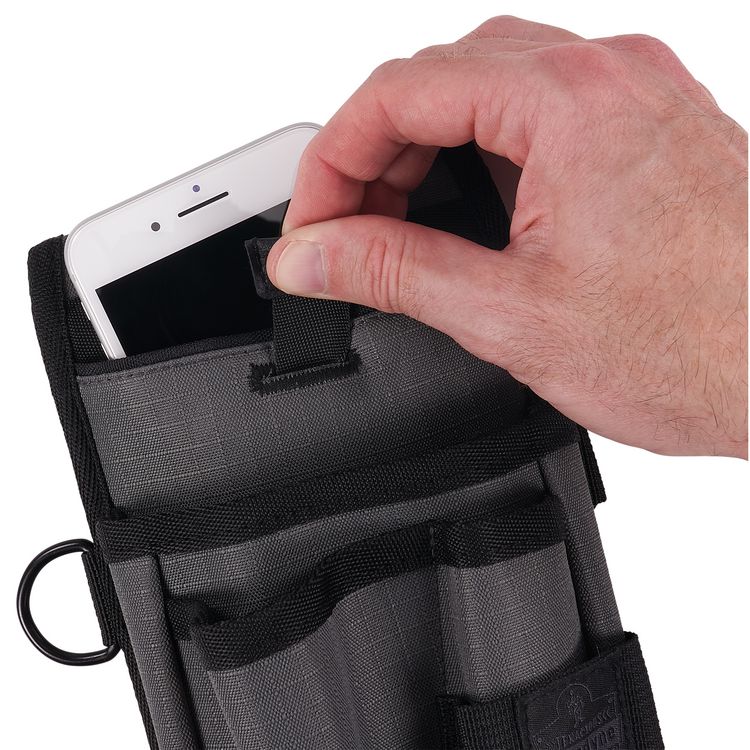 Arsenal 5569 Belt Clip Tool Pouch with Device Holster, 4 Compartments, 5 x 2 x 8.5, Polyester, Gray