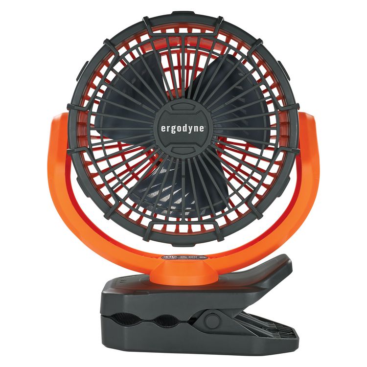 Chill-Its 6090 Rechargeable Portable Jobsite Fan, 9.5, Orange/Black