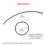 Arsenal 5719 Wire Cable Key Ring, 1.88" dia, Iron, Black, 10/Pack