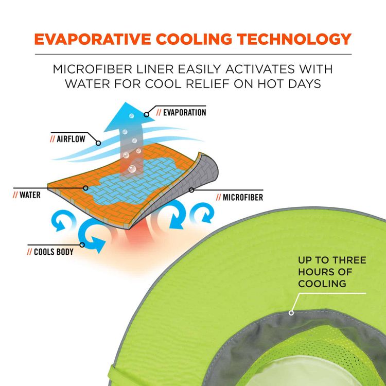 Chill-Its 8935MF Hi-Vis Microfiber Ranger Sun Hat, Polyester/Microfiber, 2X-Large/3X-Large, Lime