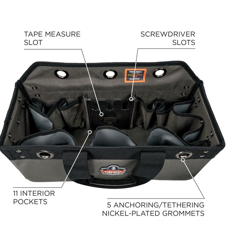 Arsenal 5844 Bucket Truck Tool Bag with Tool Tethering Attachment Points, 18 x 7.5 x 7.5, Polyester, Gray