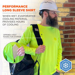 Chill-Its 6689 Cooling Long Sleeve Sun Shirt with UV Protection, Small, Lime