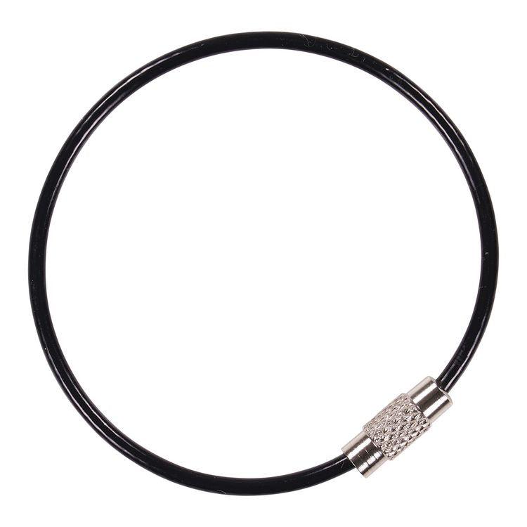 Arsenal 5719 Wire Cable Key Ring, 1.88" dia, Iron, Black, 10/Pack