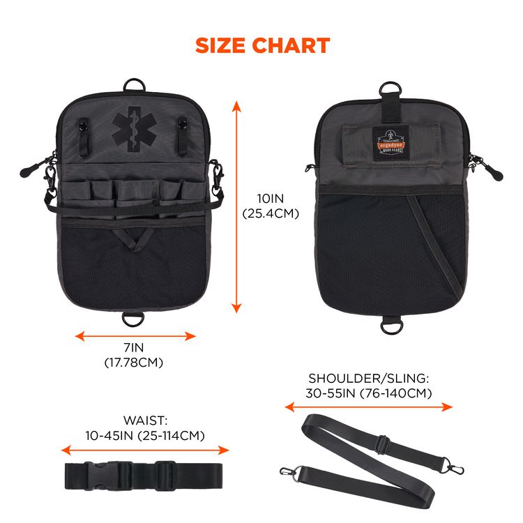 Arsenal 5717 Convertible Nurse Belt Bag, 10 Compartments, 7 x 10, Nylon, Black