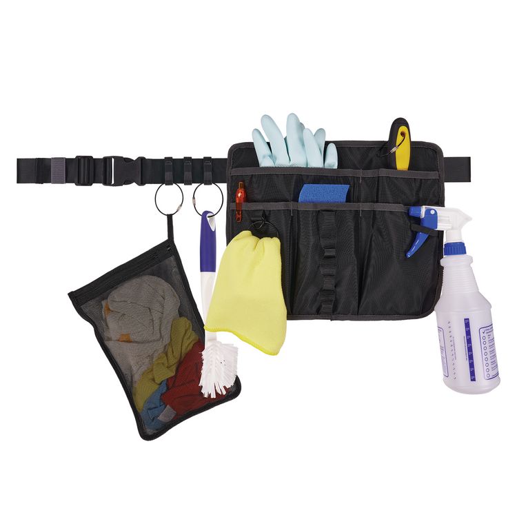 Arsenal 5715 Cleaning Apron Pouch with Pockets, 10 Compartments, 11 x 13.5, Nylon, Black