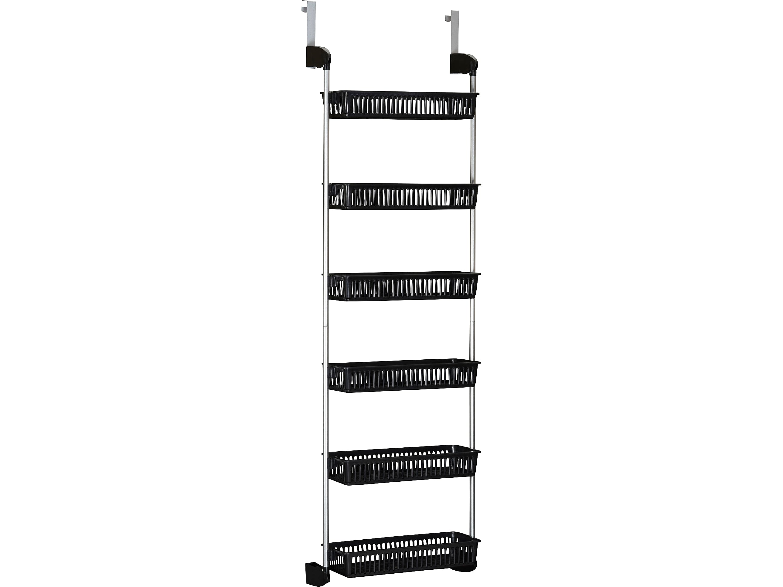 Household Essentials 6-Shelf Plastic Over-the-Door Storage Rack, 18", Black (2157-1)
