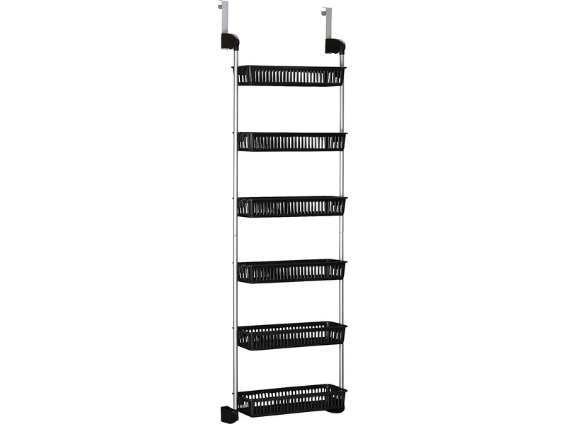 Household Essentials 6-Shelf Plastic Over-the-Door Storage Rack, 18", Black (2157-1)