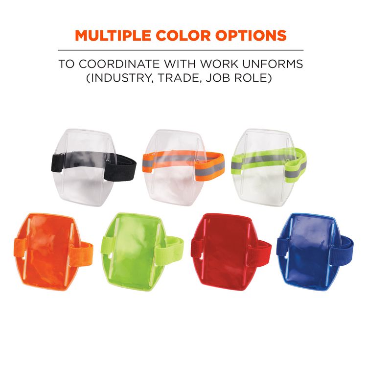 Squids 3386 Arm Band ID/Badge Holder, Vertical, Hi-Vis Orange, 3.75 x 4.25 Holder, 2.5 x 4 Insert, 10/Pack