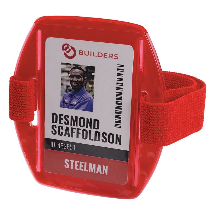 Squids 3386 Arm Band ID/Badge Holder, Vertical, Red, 3.75 x 4.25 Holder, 2.5 x 4 Insert, 10/Pack