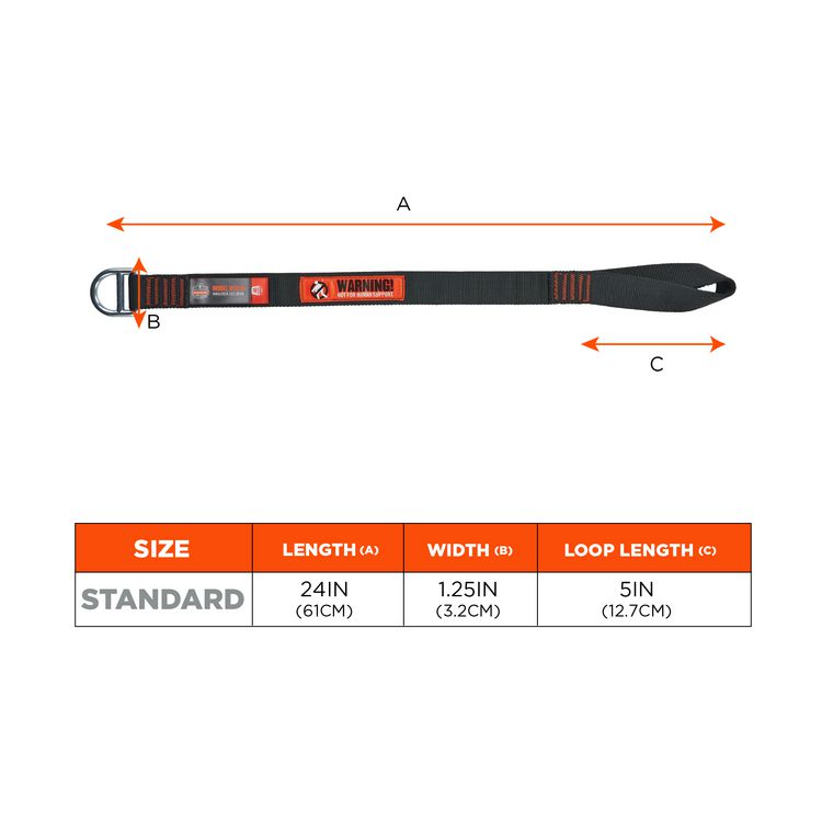 Squids 3176 Anchor Choke Strap for Tool Tethering, 40 lb Max Safe Working Capacity, 24" Long, Black