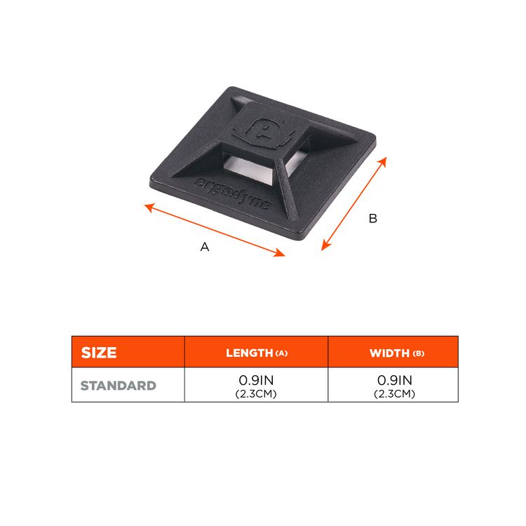 Squids 3701 Mini Adhesive Mount Replacements, 2 lb Max Safe Working Capacity, 0.9" Long, Black,10/Pack