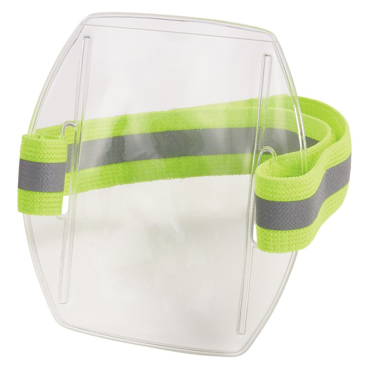 Squids 3386 Arm Band ID/Badge Holder, Vertical, Hi-Vis Lime, 3.75 x 4.25 Holder, 2.5 x 4 Insert, 10/Pack