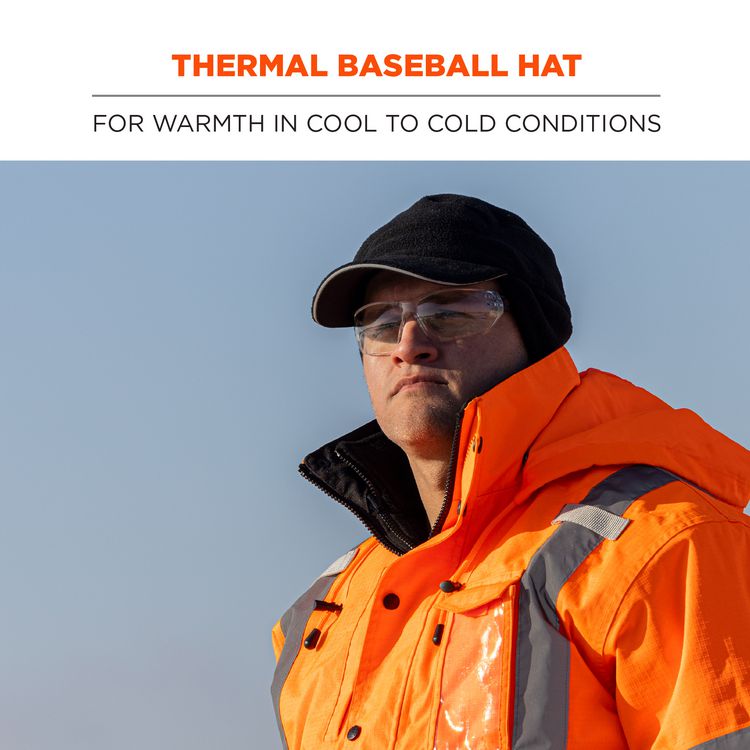 N-Ferno 6807 Winter Baseball Cap with Ear Flaps, One Size Fits Most, Black