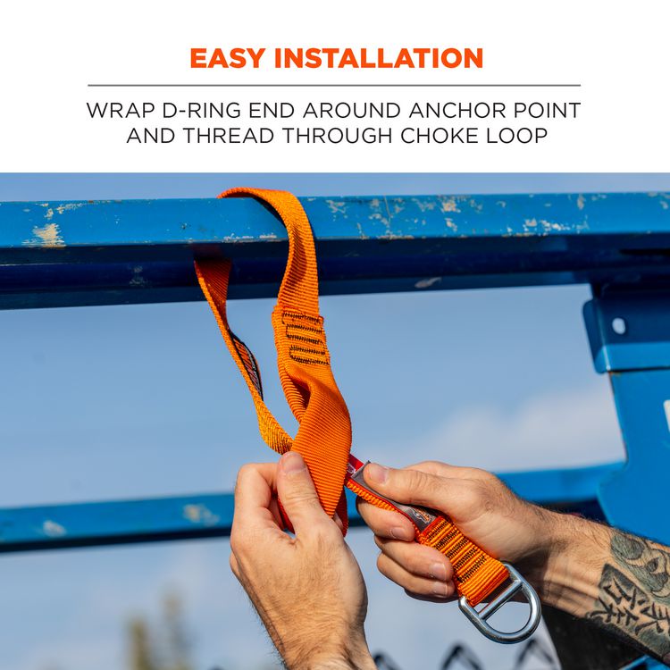Squids 3177 Anchor Choke Strap for Tool Tethering, 60 lb Max Safe Working Capacity, 28" Long, Orange