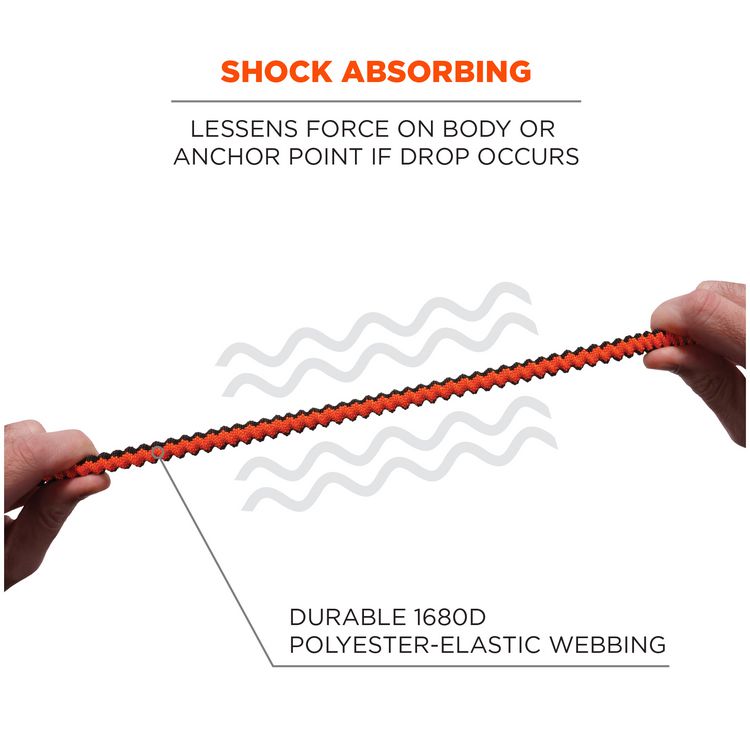 Squids 3104F(x) Tool Lanyard with Carabiner/Choke Loop, 10 lb Max Working Capacity, 38" to 48" Long, Gray/Orange