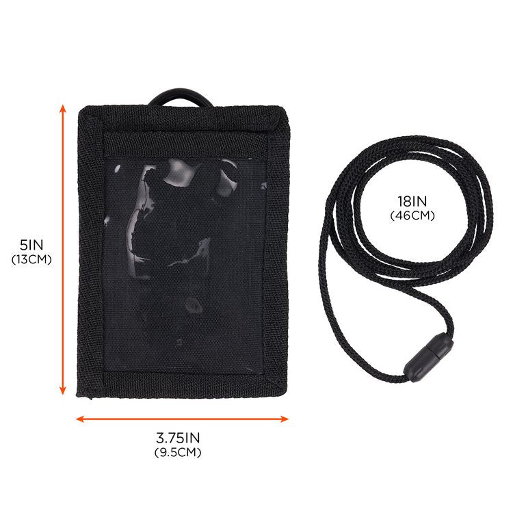 Squids 3389 Wallet ID/Badge Holder,Horizontal/Vertical, Black, 3.75 x 5 for 2.75 x 3.5 Insert, 18" Cord