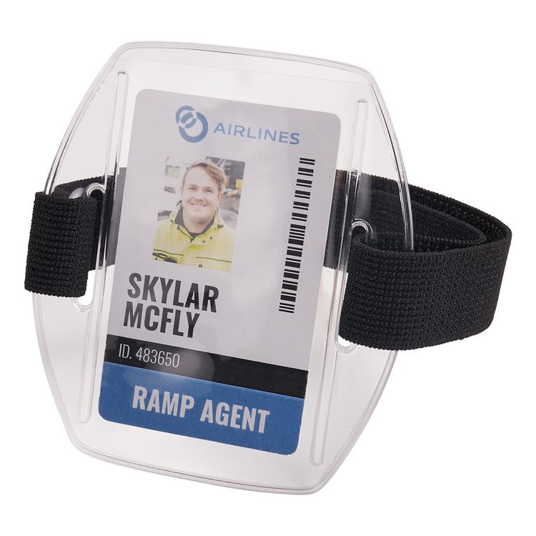 Squids 3386 Arm Band ID/Badge Holder, Vertical, Black/Clear, 3.75 x 4.25 Holder, 2.5 x 4 Insert, 10/Pack