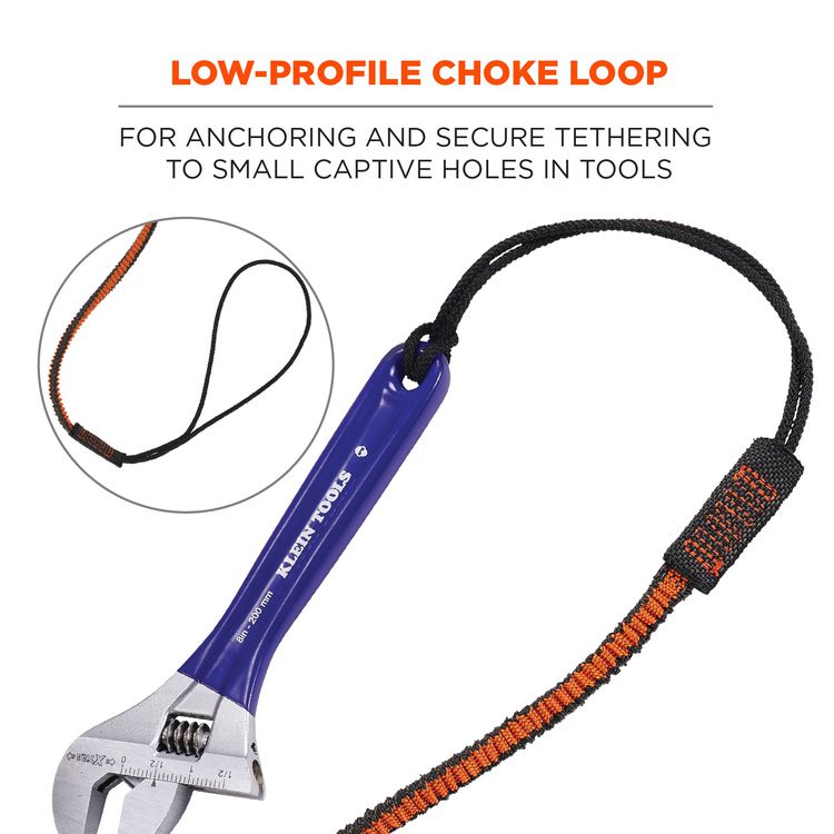 Squids 3104F(x) Tool Lanyard with Carabiner/Choke Loop, 10 lb Max Working Capacity, 38" to 48" Long, Gray/Orange