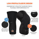Proflex 525 Lightweight Padded Knee Sleeves, Slip-On, Medium/Large, Black, Pair