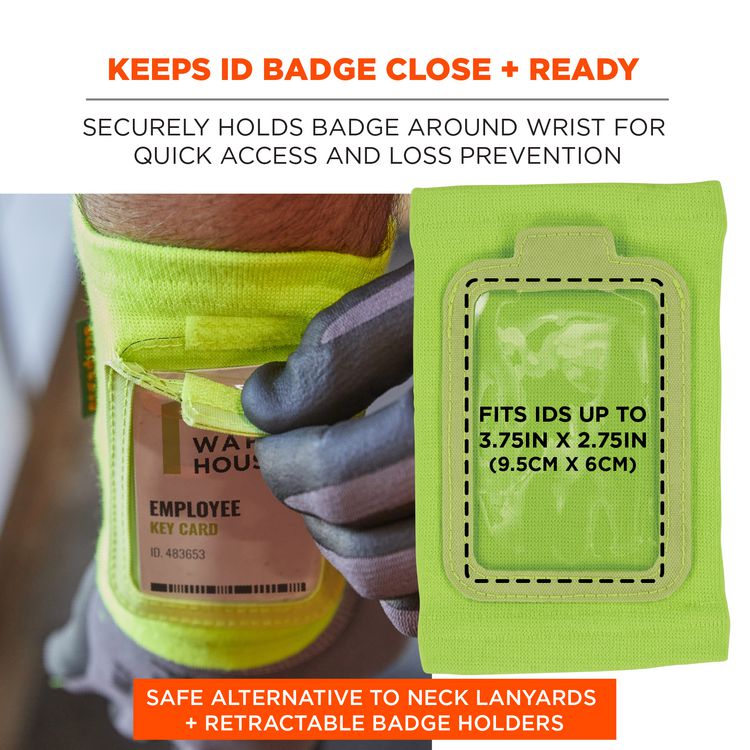 Squids 3388 Wrist ID/Badge Holder, Vertical, Lime, 3.5 x 5.5 Holder, 2.75 x 3.75 Insert