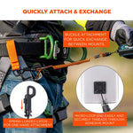 Squids 3151 Coil Lanyard Swivel Hook/Detachable Loop, Mini Adhesive Mount, 2 lb Max Working Capacity, 12" Long, Black/Orange
