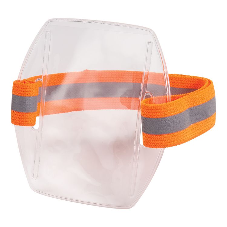 Squids 3386 Arm Band ID/Badge Holder, Vertical, Hi-Vis Orange, 3.75 x 4.25 Holder, 2.5 x 4 Insert, 10/Pack