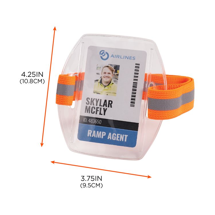 Squids 3386 Arm Band ID/Badge Holder, Vertical, Hi-Vis Orange, 3.75 x 4.25 Holder, 2.5 x 4 Insert, 10/Pack